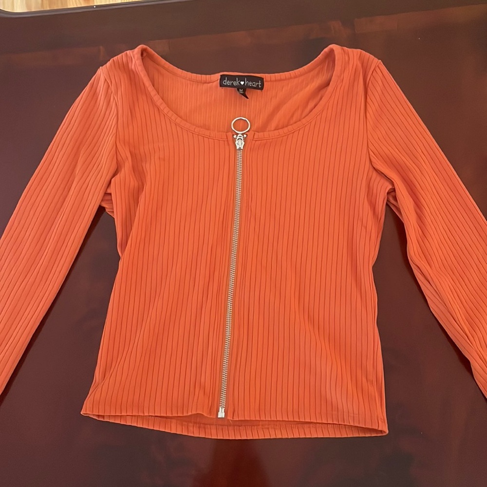 Orange zip up long sleeve